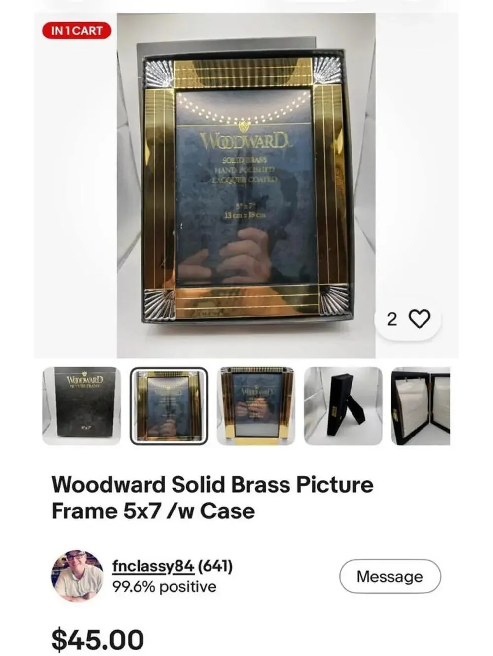 Woodward Solid Brass Picture Frame 5x7 Art Deco Gold Silver Tone Vintage